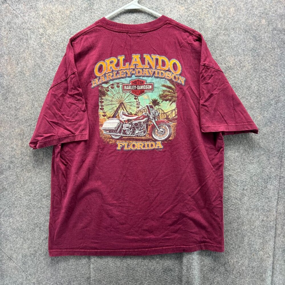 Vintage Harley Davidson Shirt Mens 2XL BurgundyCrewneck Florida Y2K Way of Fire - Picture 2 of 12